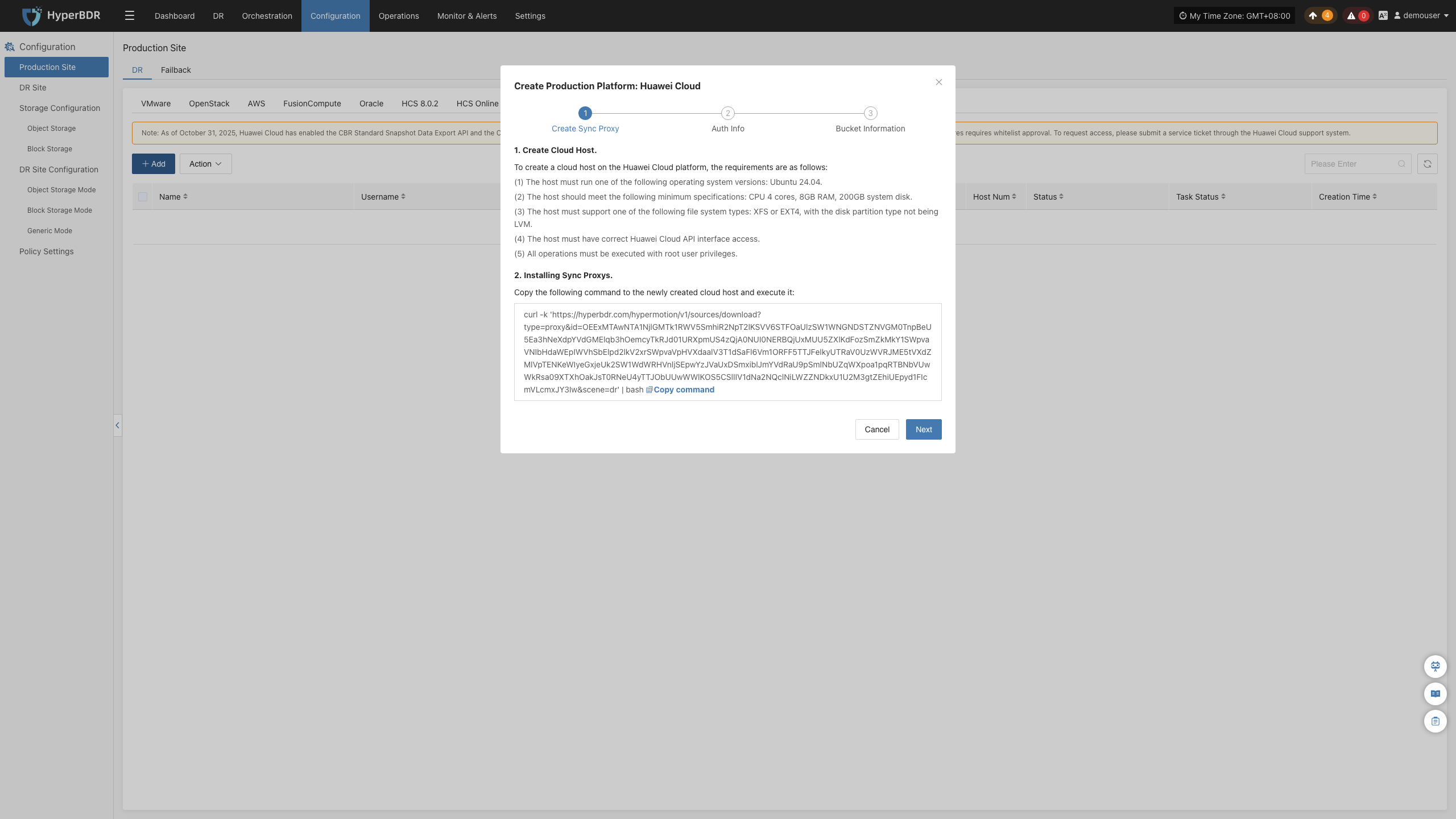 config-productionsite-dr-huawei-cloud-add