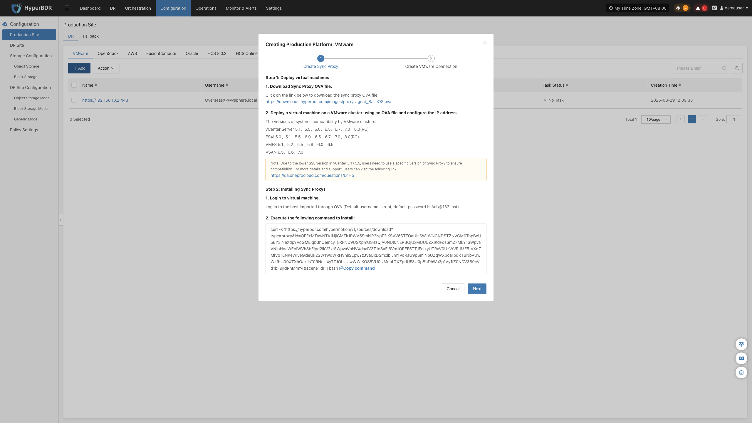 config-productionsite-dr-vmware-add